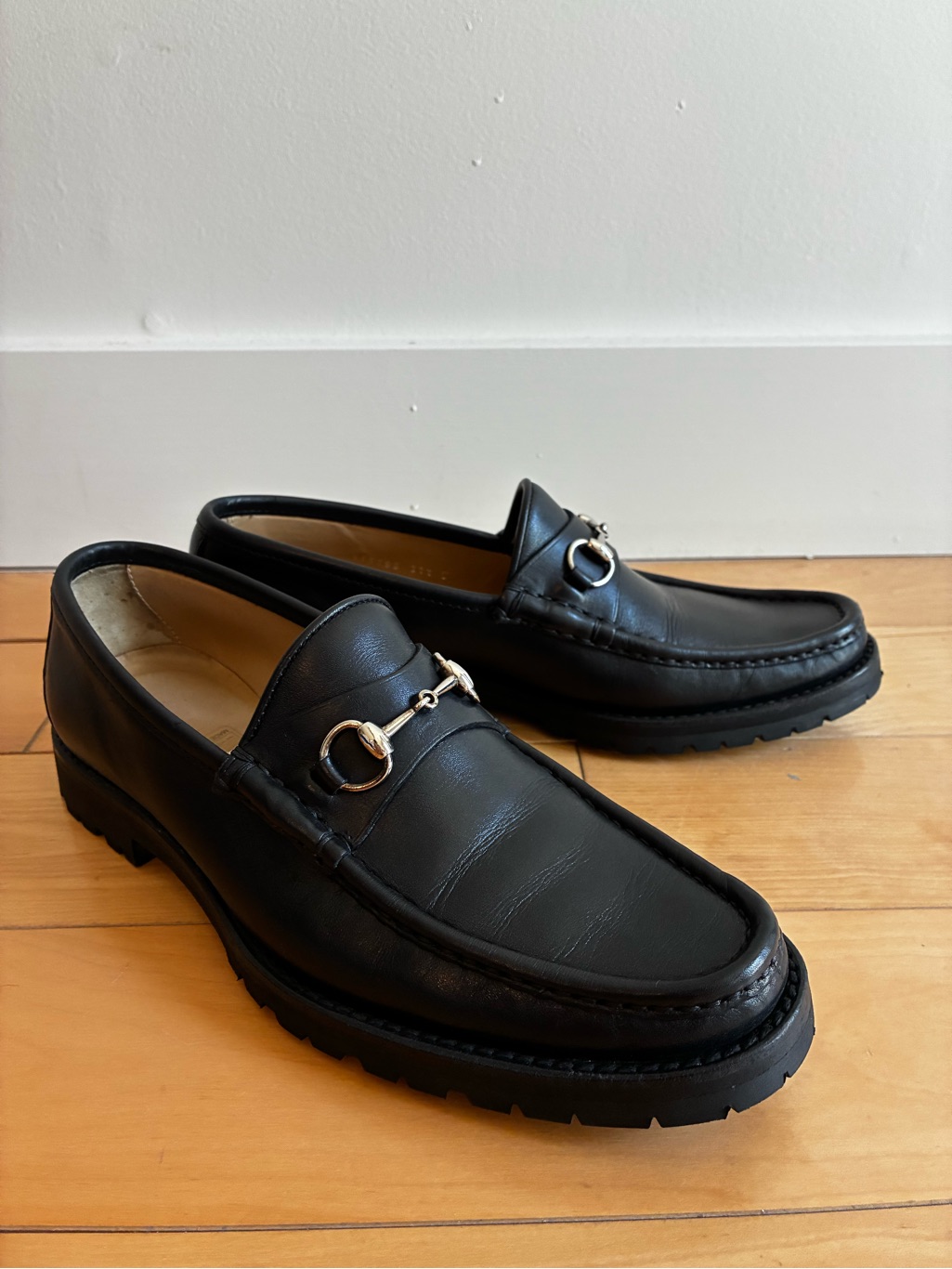 Gucci Black Leather Bit Loafers Sz 38.5